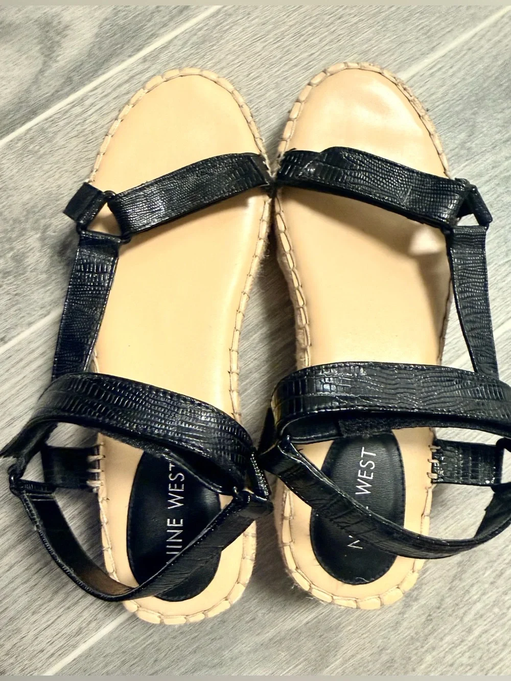 Nine West Black Espadrille Wedge Sandals